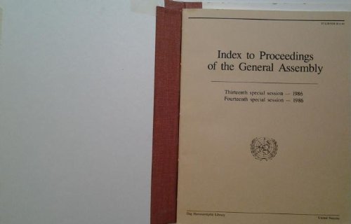 Index to proceedings of the General Assembly: 13th special session, 1986, 14th special session, 1986 (Bibliographical series, A.40) Books