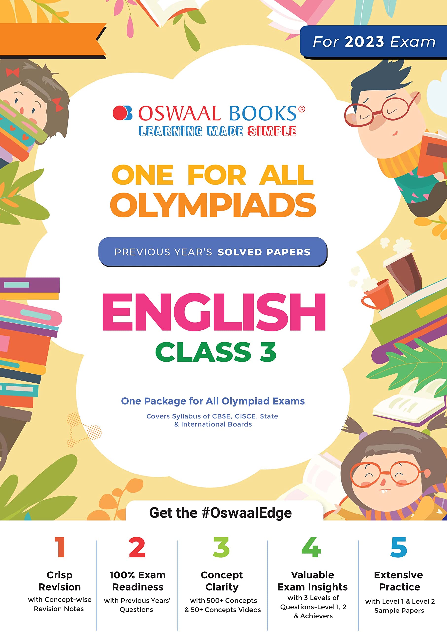Oswaal One for All Olympiad Previous Years' Solved Papers, Class-3 English Book (For 2021-22 Exam) Study Guides