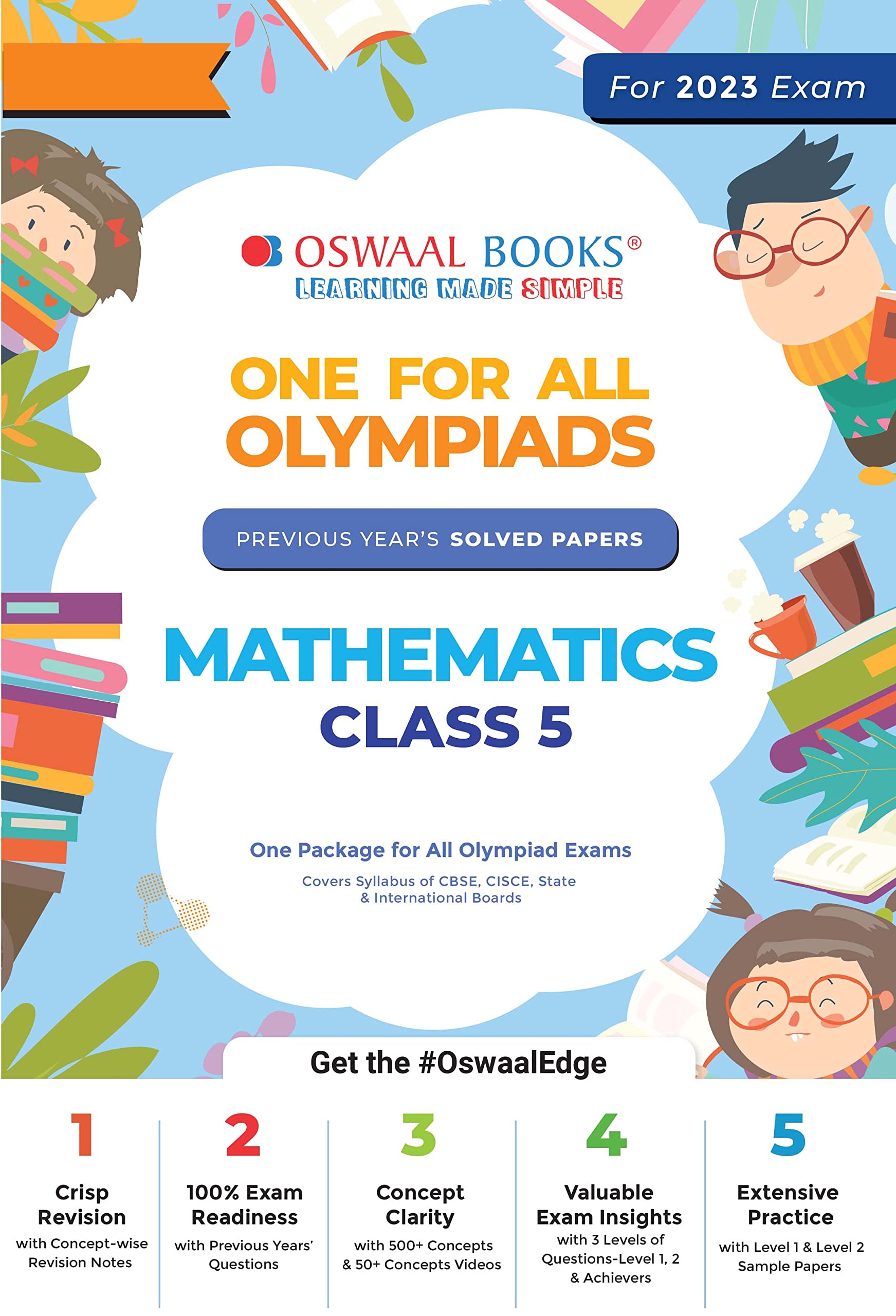 Oswaal One For All Olympiad Previous Years' Solved Papers, Class-5 Mathematics Book (For 2022-23 Exam): Mathematics Class-5 Study Guides