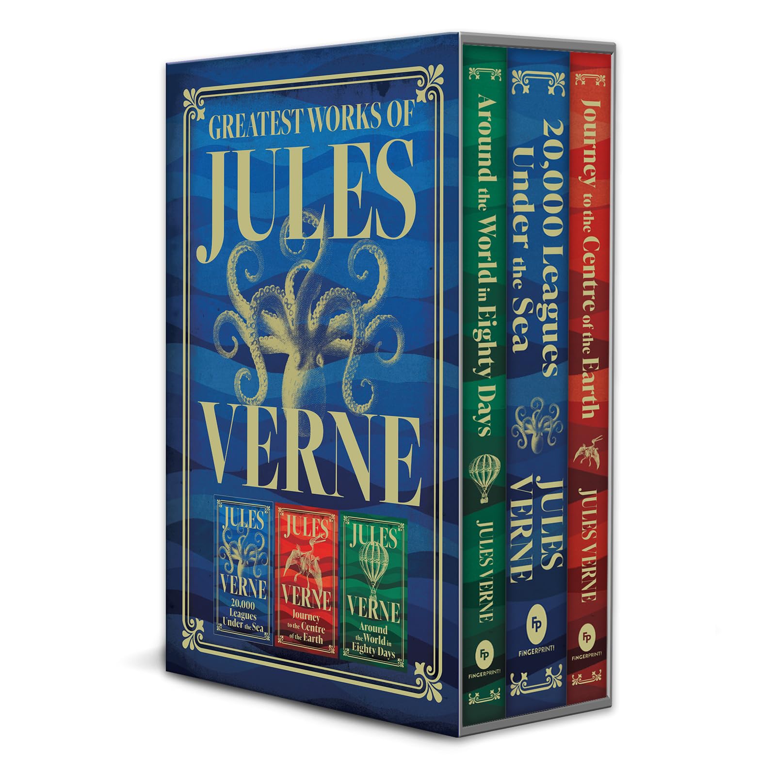 Greatest Works of Jules Verne: 20,000 Leagues Under the Sea, Journey to the Centre of the Earth, Around the World in Eighty Days (Deluxe Hardbound Edition Boxed Set) Contemporary literature Books