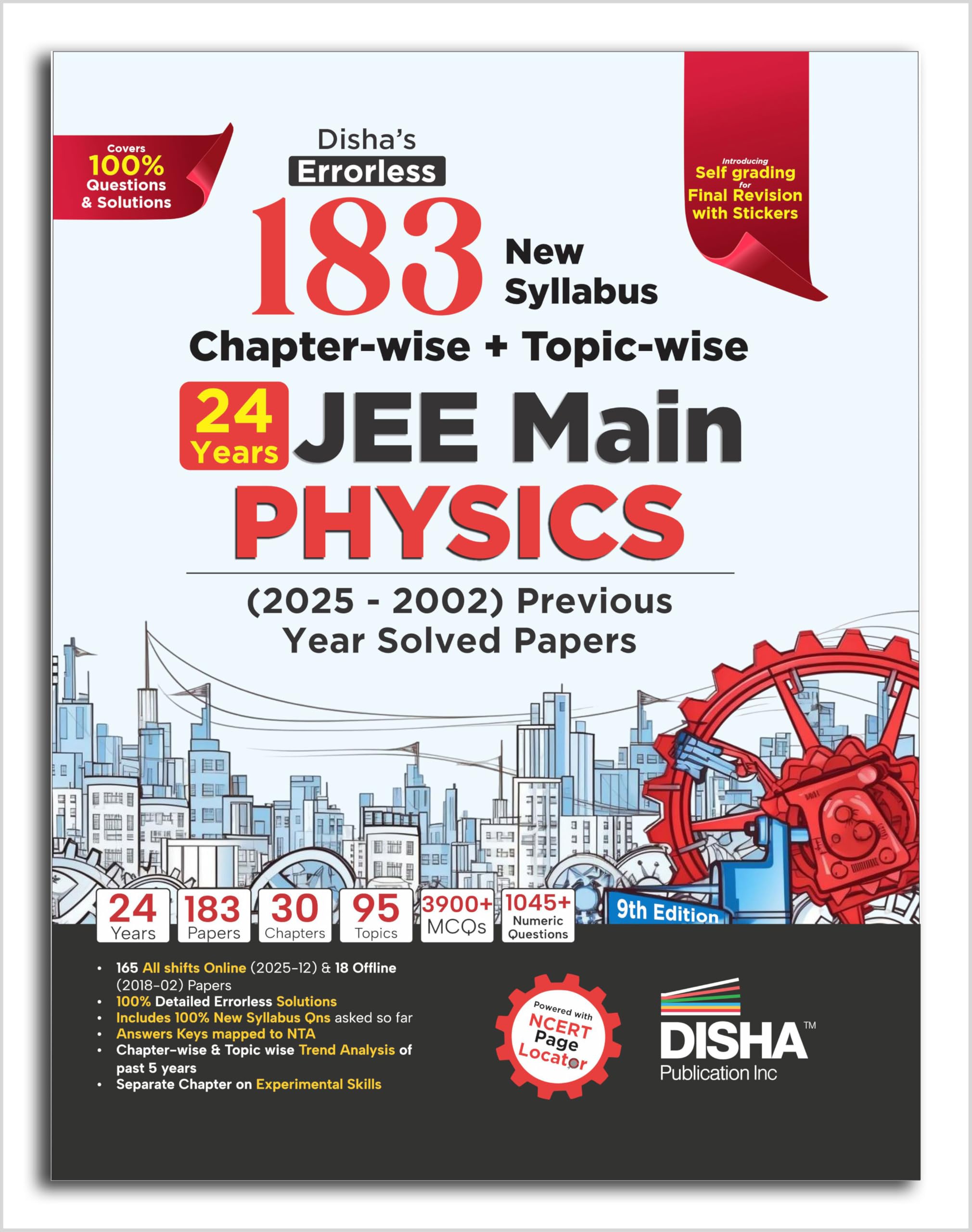 Disha's 183 New Syllabus Chapter-wise & Topic-wise JEE Main Physics (2025 - 2002) Previous Year Solved Papers 9th Edition | NCERT PYQ Question Bank with 100% Detailed Sol utions Learning & Reference