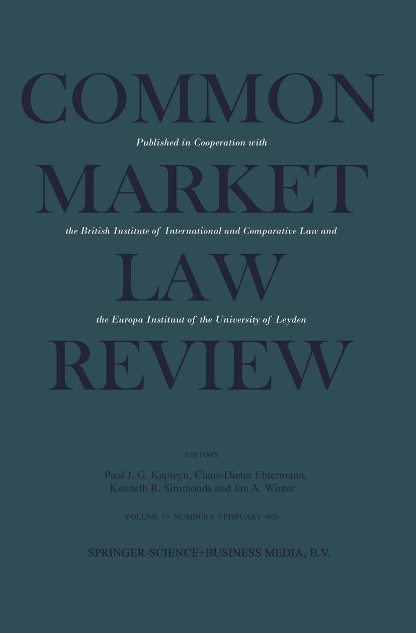 Common Market Law Review: Sijthoff Award 1978 European Law Essay Law