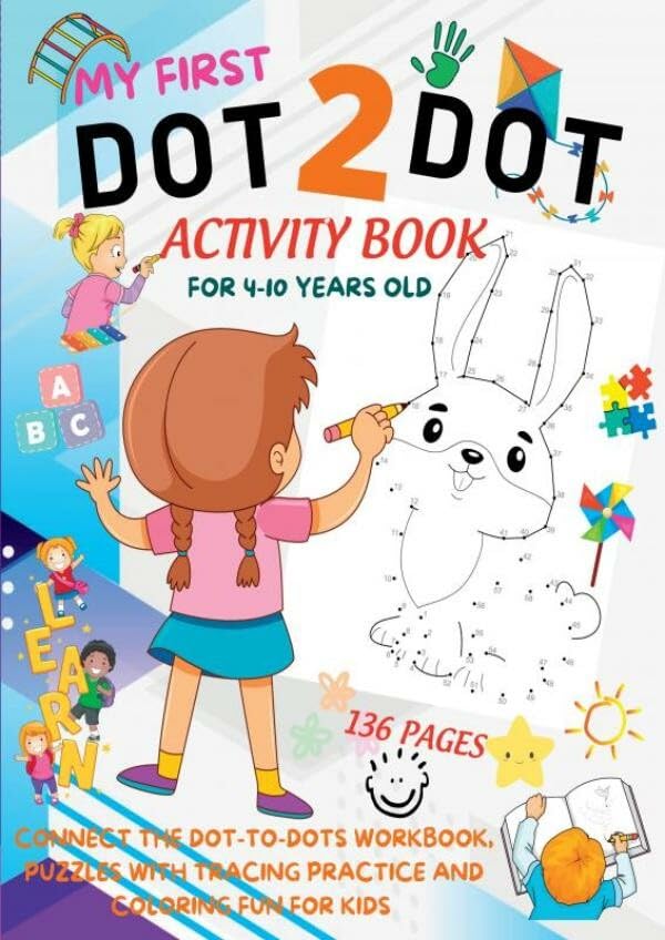 Mijn Eerste Punt tot Punt Activiteitenboek in Engels: Activiteiten kleurboek - Kinderboek - 136 paginas Children's books