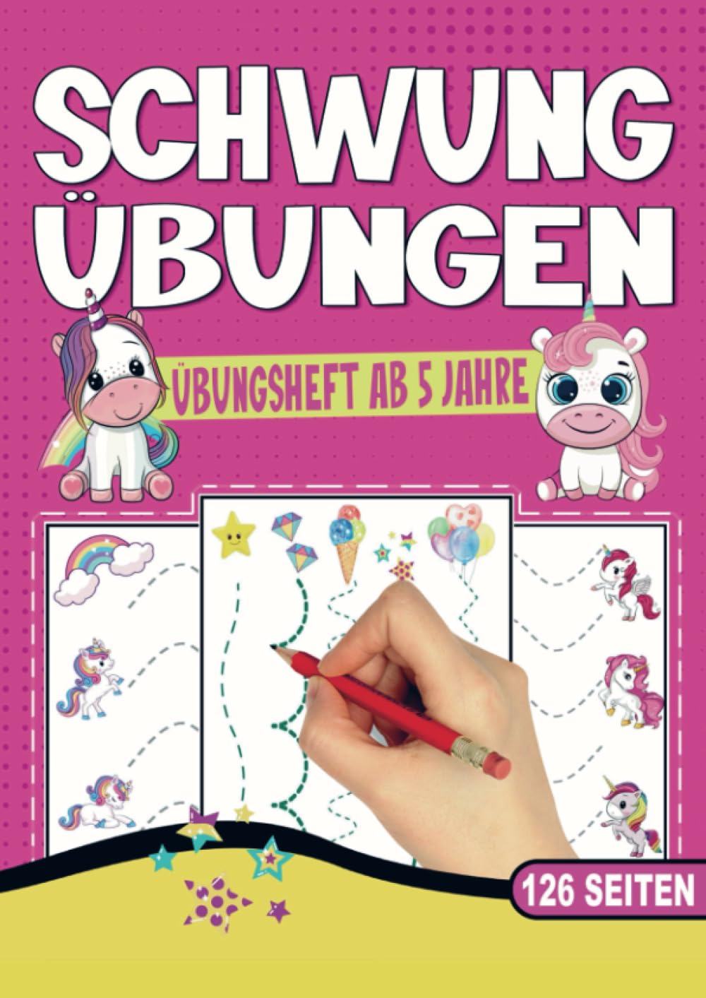 Einhorn Schwungübungen Übungsheft für Mädchen! Children's books