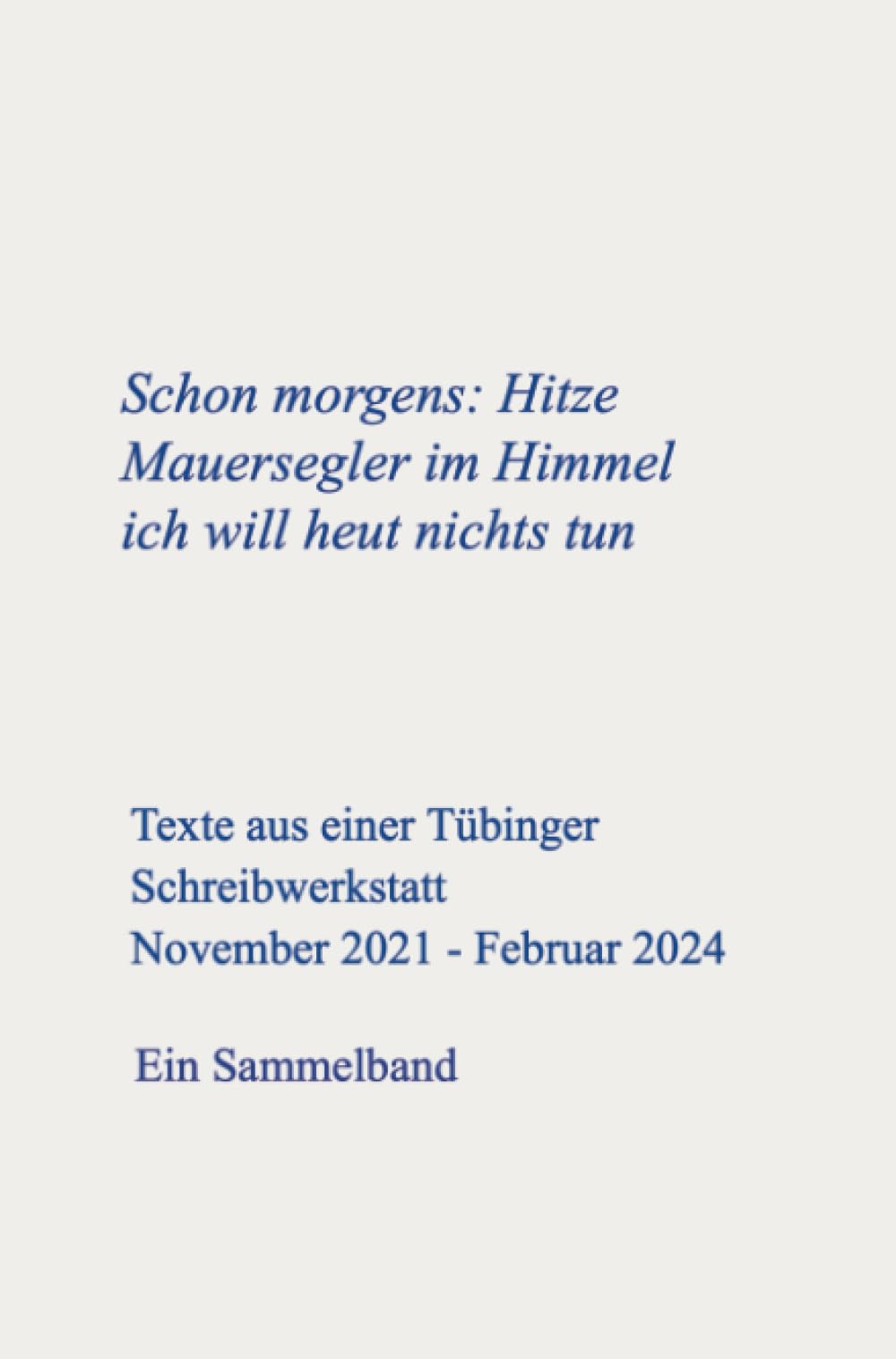 Schon morgens: Hitze Mauersegler im Himmel Ich will heut nichts tun: Texte aus einer Tübinger Schreibwerkstatt November 2021 - Februar 2024 Memories