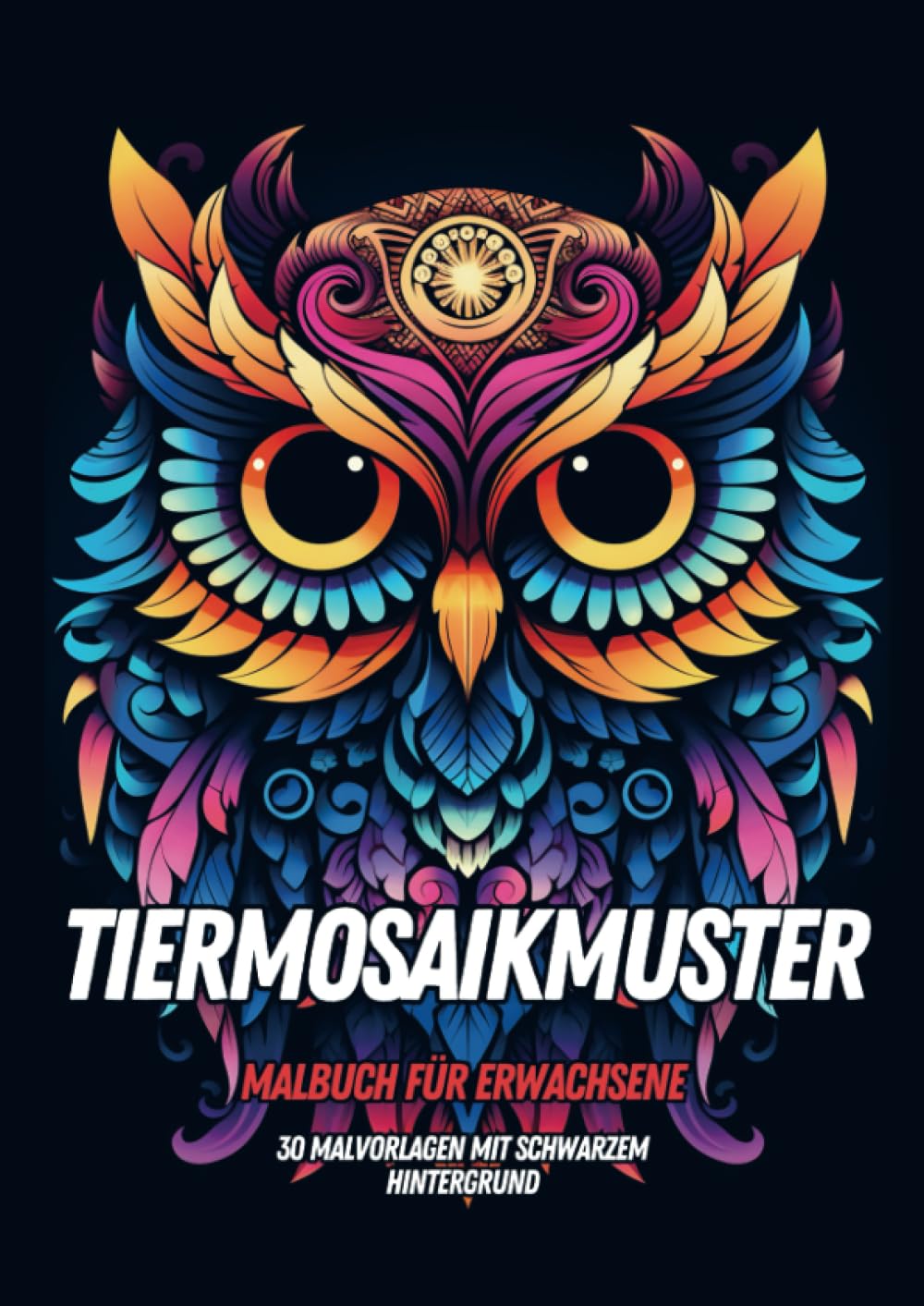 Malbuch für Erwachsene – Tiermosaikmuster: 30 Malseiten mit schwarzem Hintergrund für stundenlange Entspannung Hobbies & Crafts