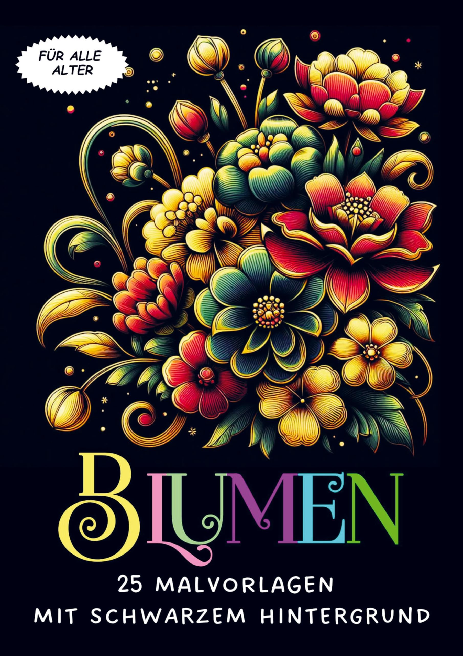 Malvorlagen mit schwarzem Hintergrund - Blumen Film, Art & Culture