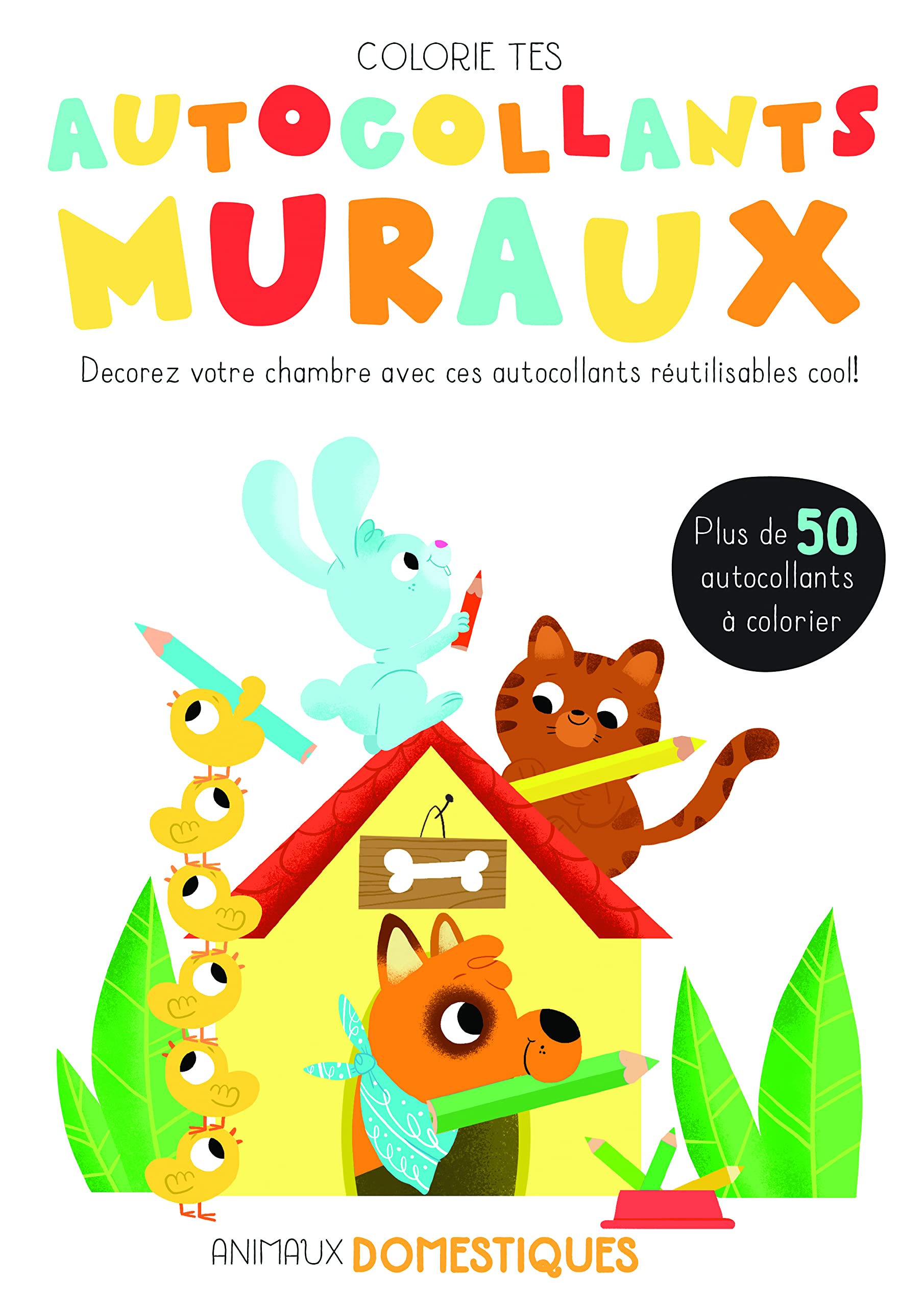 Colorie tes autocollants muraux animaux domestiques: Décore ta chambre avec ces autocollants réutilisables ! book