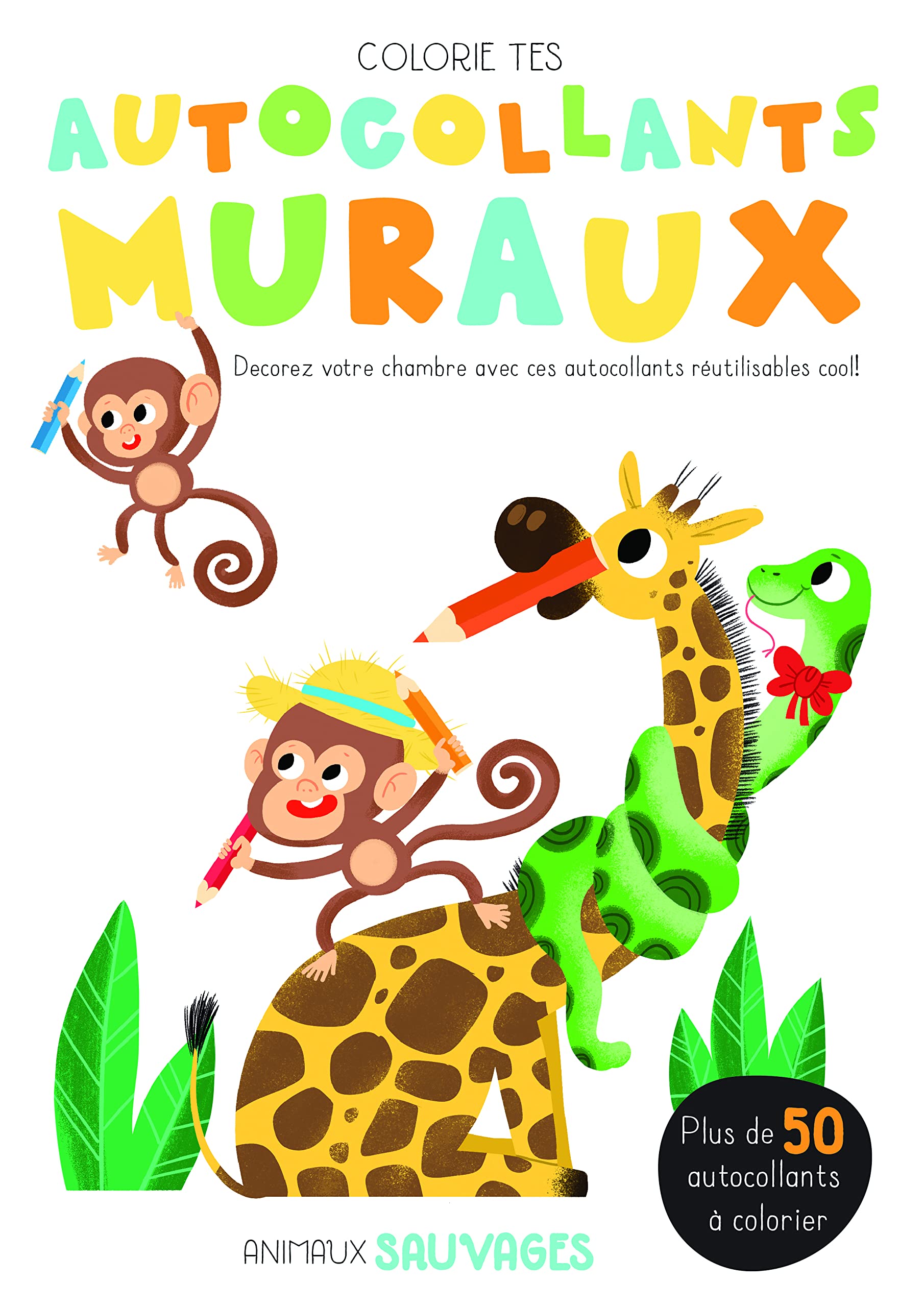 Colorie tes autocollants muraux animaux sauvages: Décore ta chambre avec ces autocollants réutilisables ! Tiptoi & Games