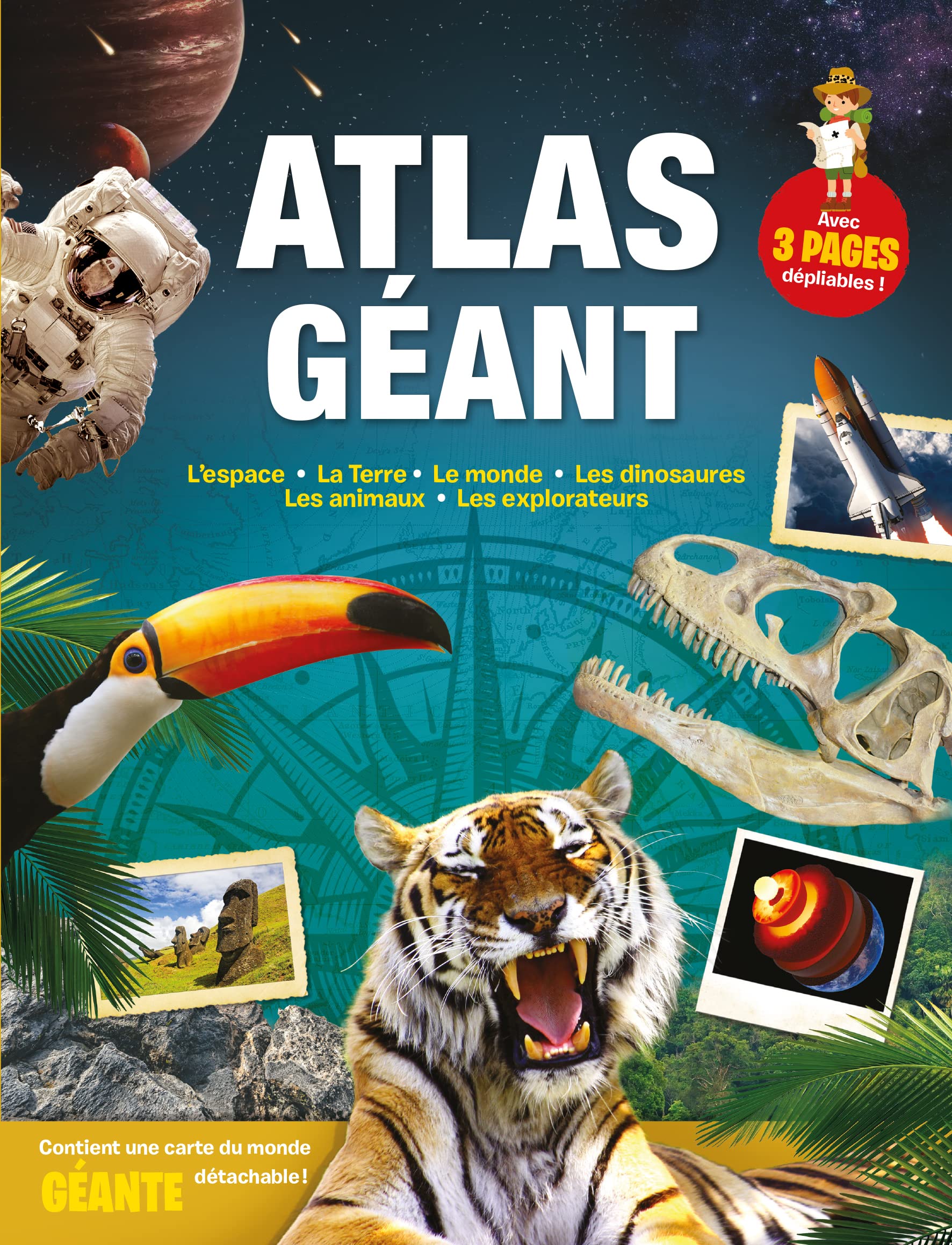 Mon atlas géant: L'espace ; La Terre ; Le monde ; Les dinosaures ; Les animaux ; Les explorateurs Tiptoi & Games
