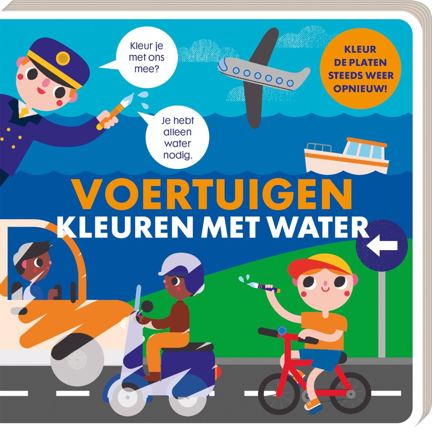 Kleuren met water - Voertuigen: Kleur de platen steeds weer opnieuw book