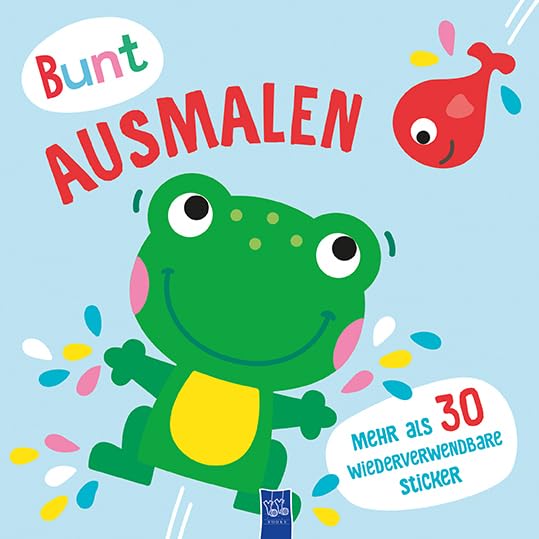 Bunt ausmalen (Cover blau / Frosch): Malbuch. Bilderbuch. Stickerbuch Non-fiction