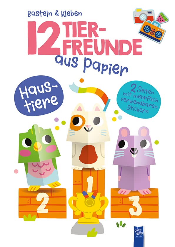 12 Tierfreunde aus Papier - Haustiere: Bilderbuch. Stickerbuch Children's books