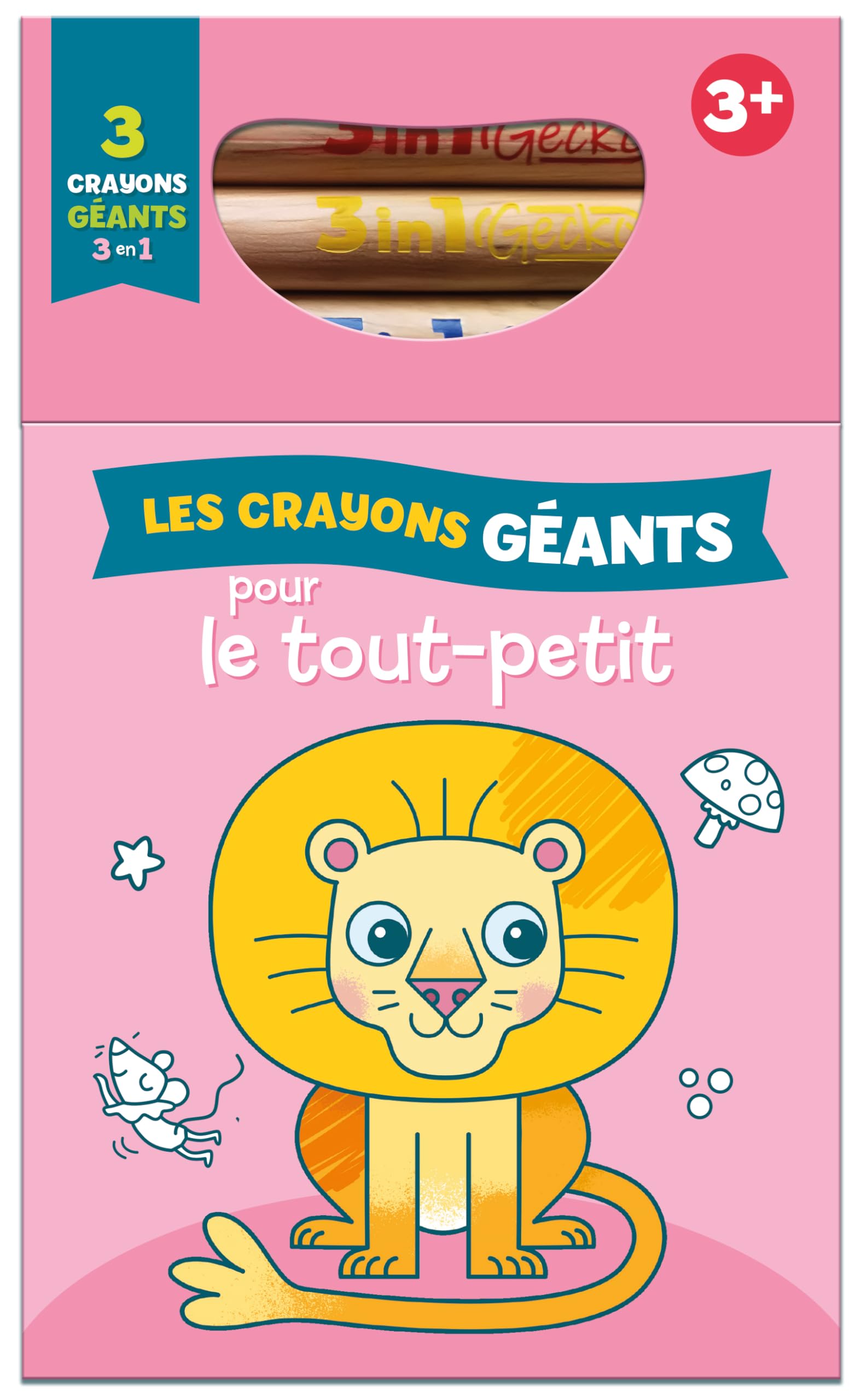 Le lion 3+ crayons géants magiques book