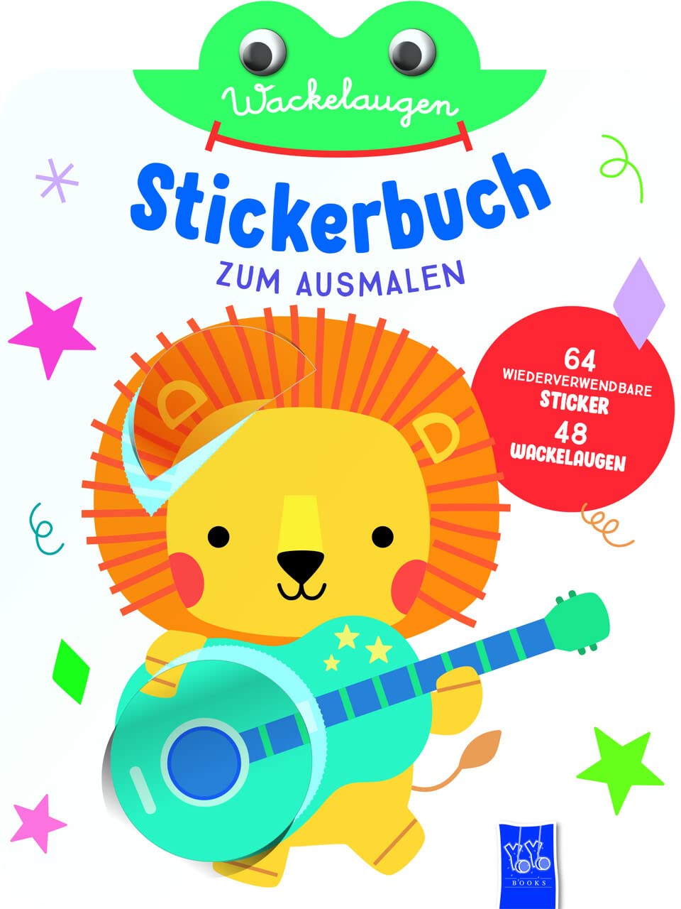 Wackelaugen Stickerbuch zum Ausmalen (Cover Löwe): Einband mit Löwe Children's books