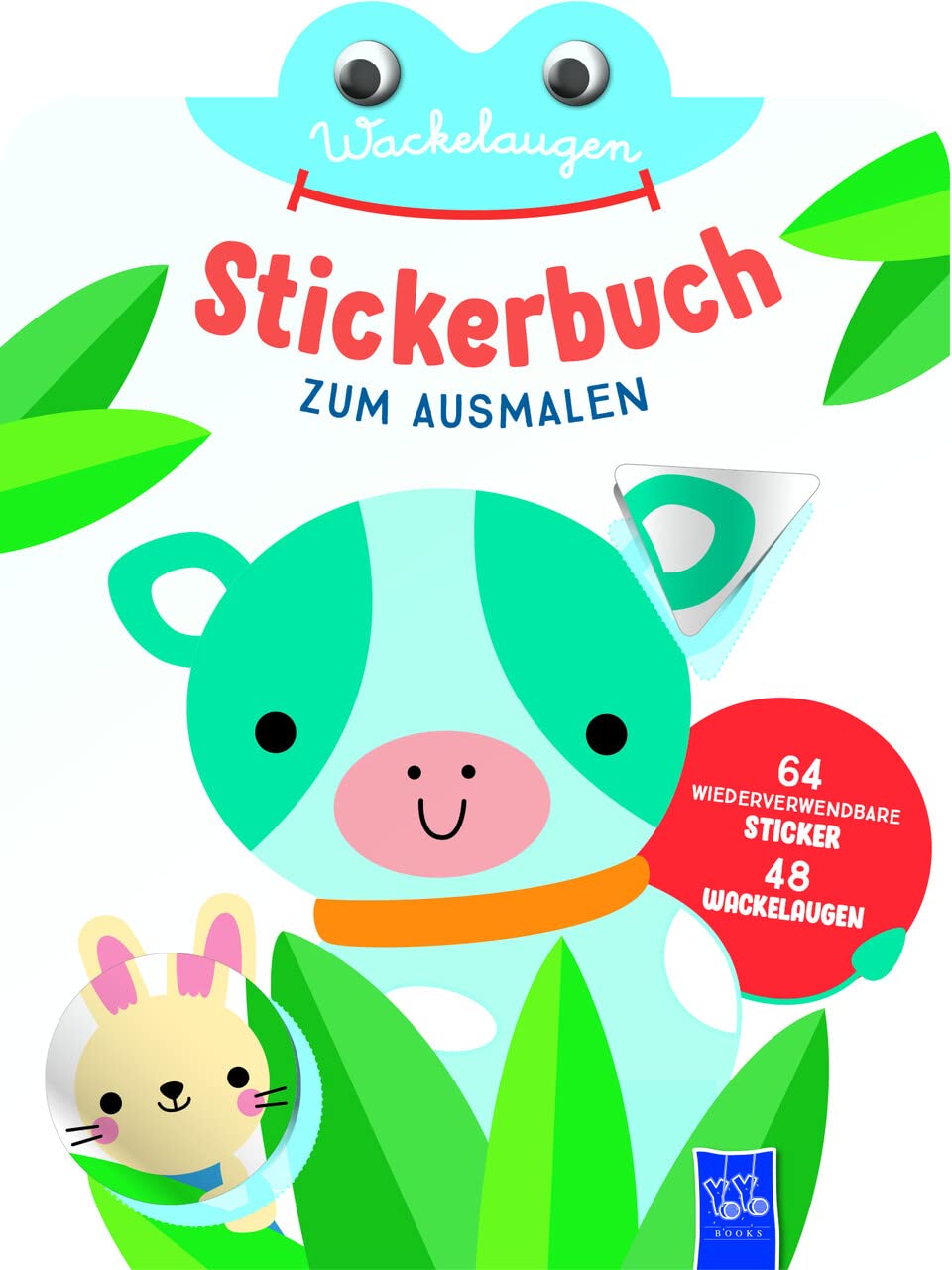 Wackelaugen Stickerbuch zum Ausmalen (Cover Kuh) Children's books