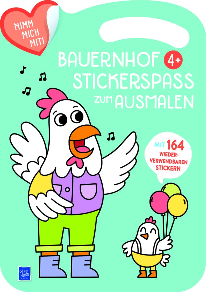 Bauernhof Stickerspaß zum Ausmalen 4+ (Cover blau, Henne) book