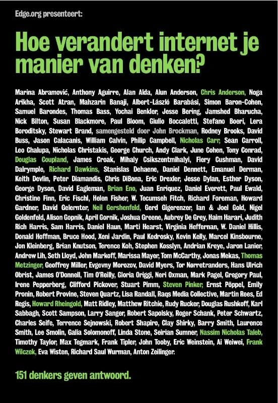 Hoe verandert internet je manier van denken: 151 denkers geven antwoord (Edge.org) Social Sciences