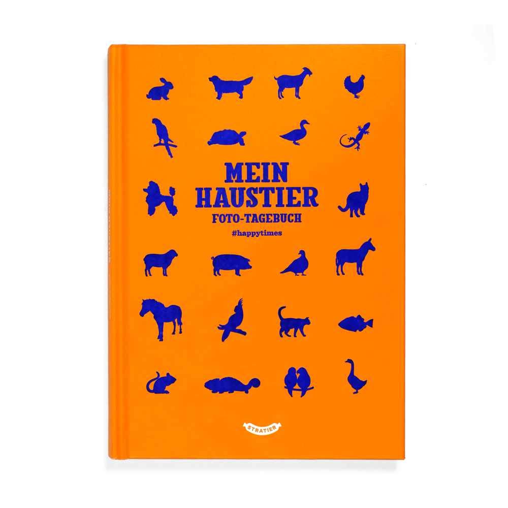 Stratier Mein Haustier | oranges ERINNERUNGS- & FOTO-TAGEBUCH für Deine Haustiere | 29x17,5 cm, 64 Seiten, Leinen-Hardcover, Deutsch Pets