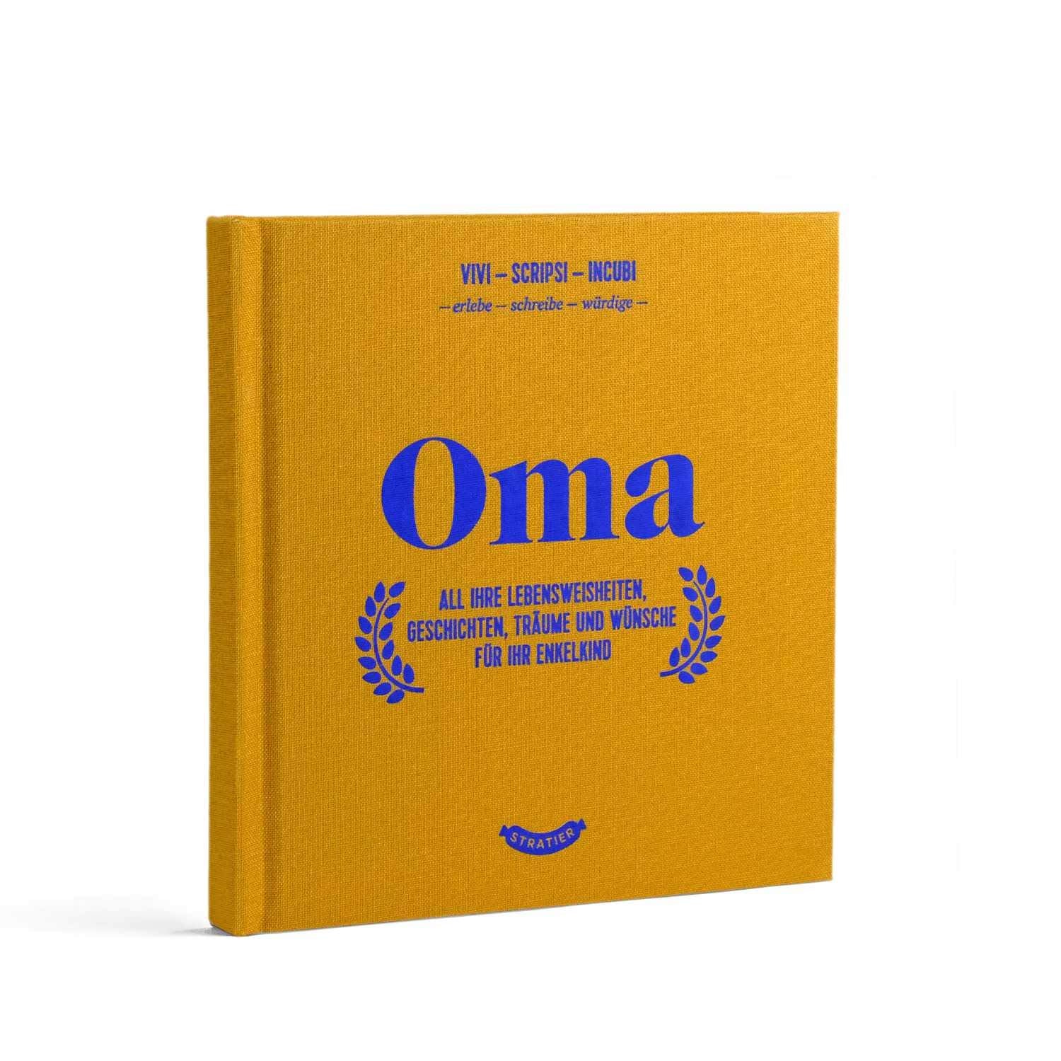 Stratier Oma | Die wunderbaren Jahre unserer Kinder | gelbes Oma's ERINNERUNGS-TAGEBUCH für die Enkelkinder | 15x15 cm, 108 Seiten, Leinen-Hardcover, Deutsch book
