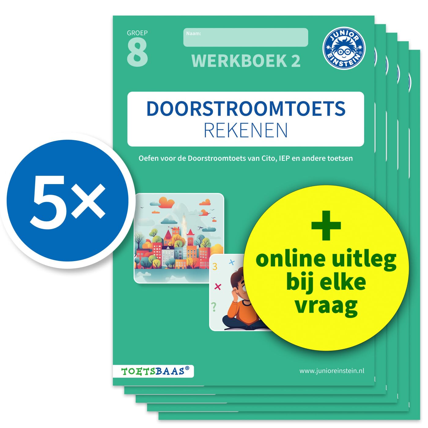 Doorstroomtoets Rekenen – Werkboek 2 + Online video-uitleg (set van 5): Oefen voor de Doorstroomtoets van Cito, IEP en andere toetsen book