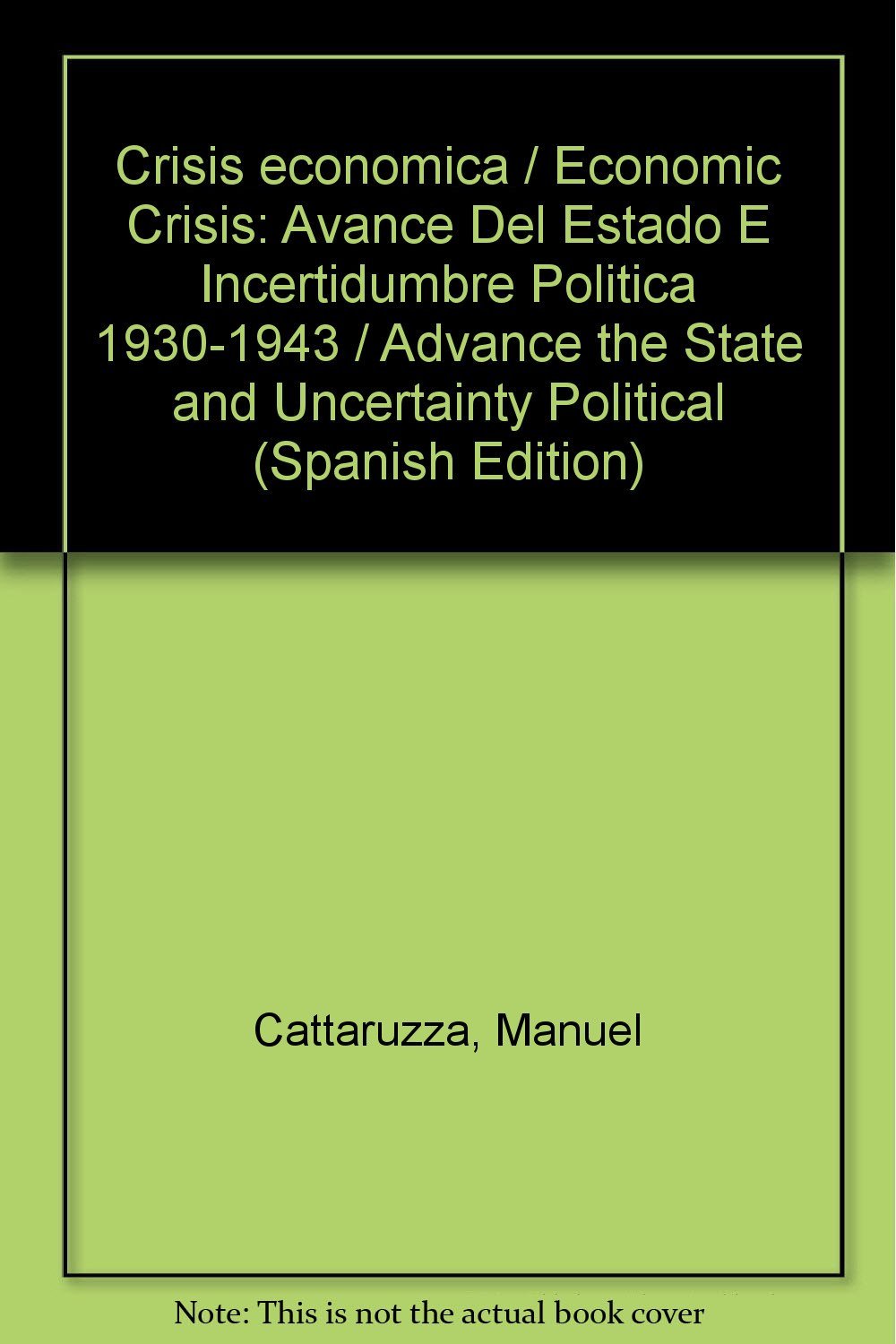 Crisis economica / Economic Crisis: Avance Del Estado E Incertidumbre Politica 1930-1943 / Advance the State and Uncertainty Political Contemporary literature Books