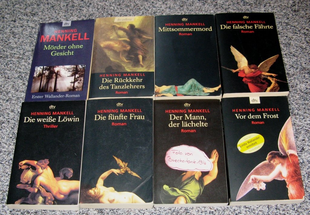8 Romane von Henning Mankell im Paket (Wallander Lindmann) (Mörder ohne Gesicht / Die Rückkehr des Tanzlehrers / Die weiße Löwin / Die fünfte Frau / Die falsche Fährte / Mittsommermord / Vor dem Frost / Der Mann der lächelte) Books