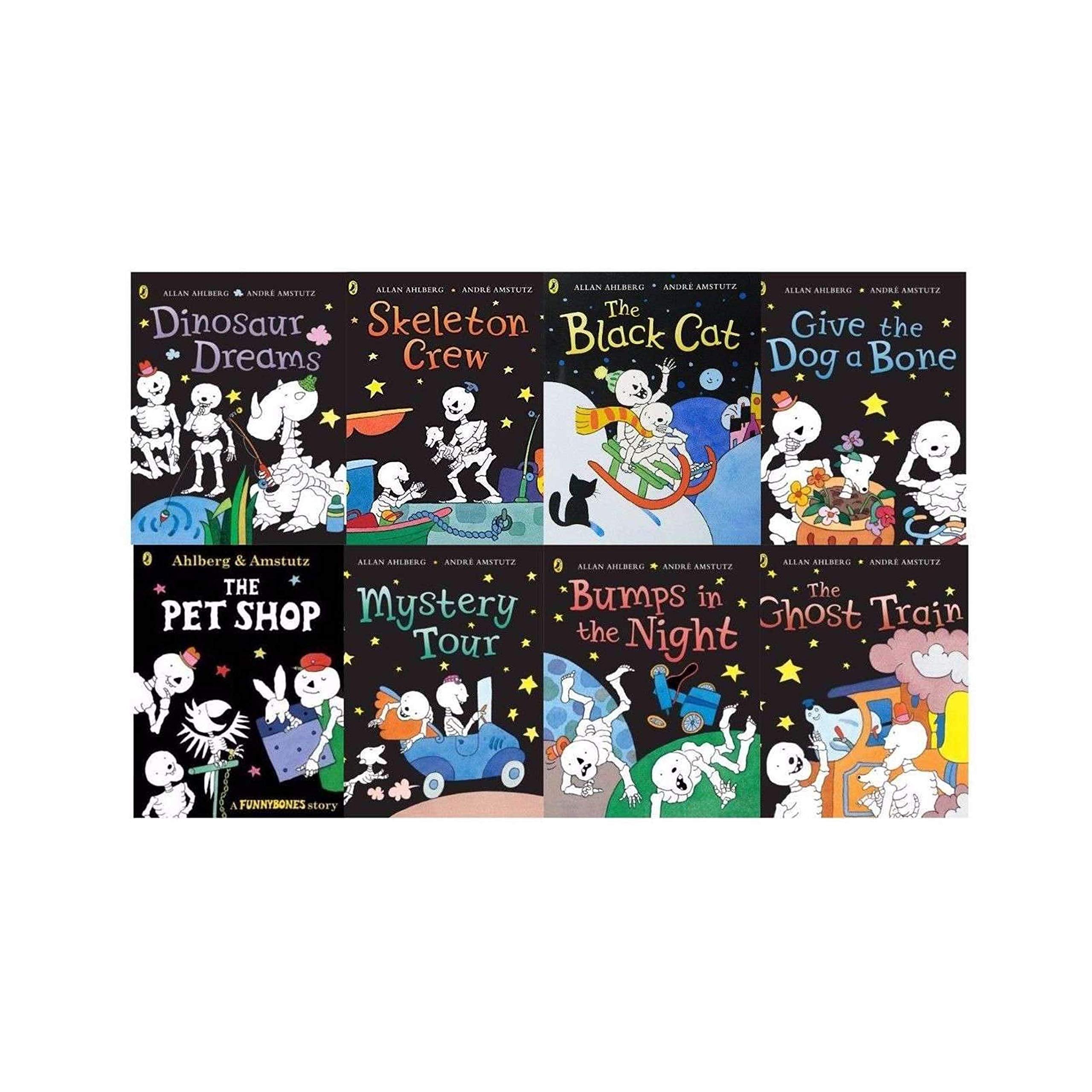 Funny Bones 5 Books Set Collection By Janet and Allan Ahlberg (FunnyBones, The Black Cat , The Ghost Train, The Pet Shop, Bumps in the Night) Books