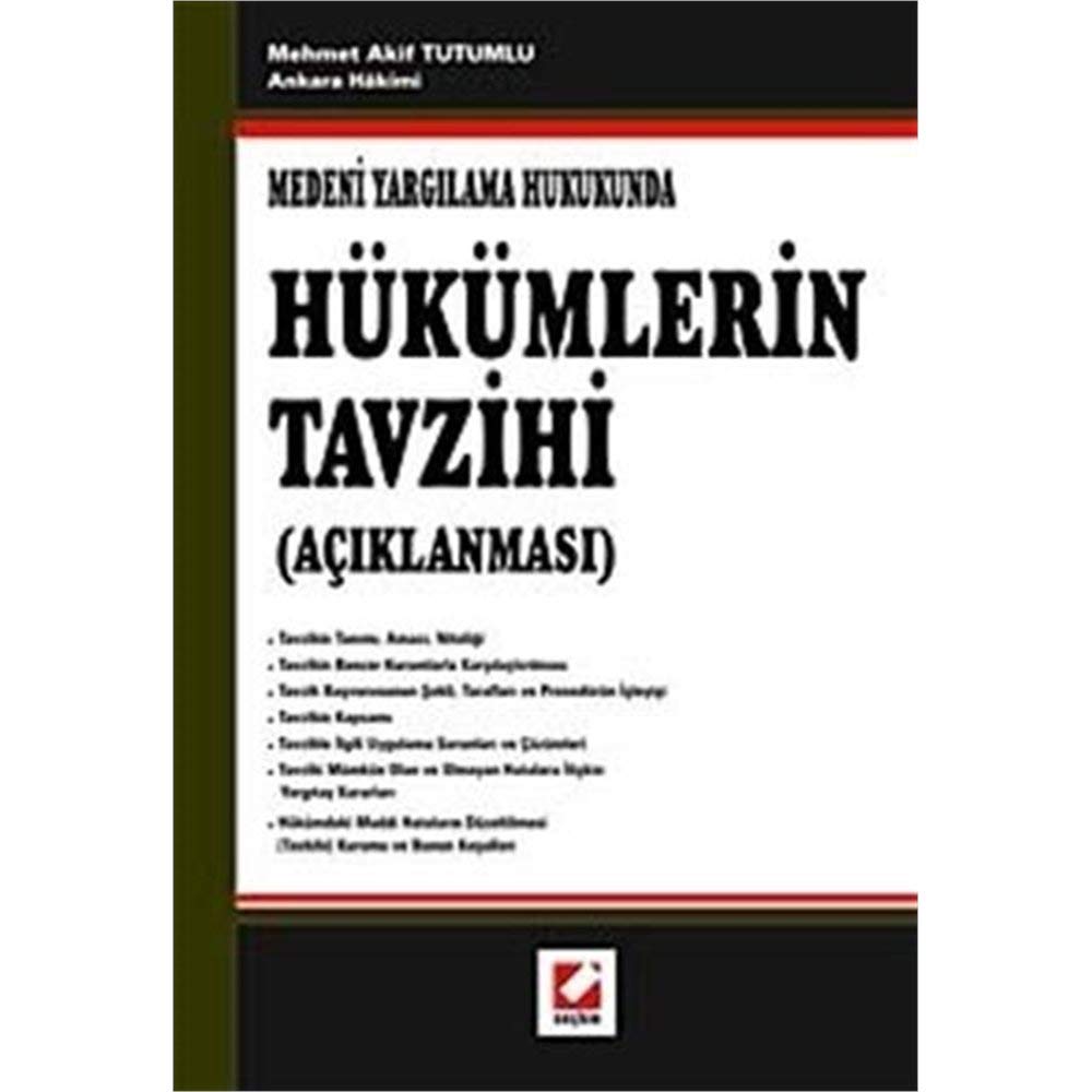 Medeni Yargilama Hukukunda Hukumlerin Tavzihi (Aciklanmasi) Books