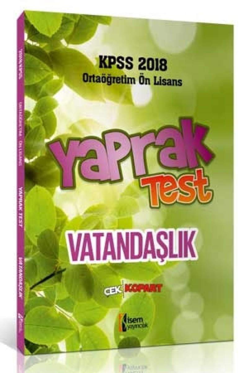 2018 KPSS Ortaöğretim Ön Lisans Vatandaşlık Çek Kopar Yaprak Test Books