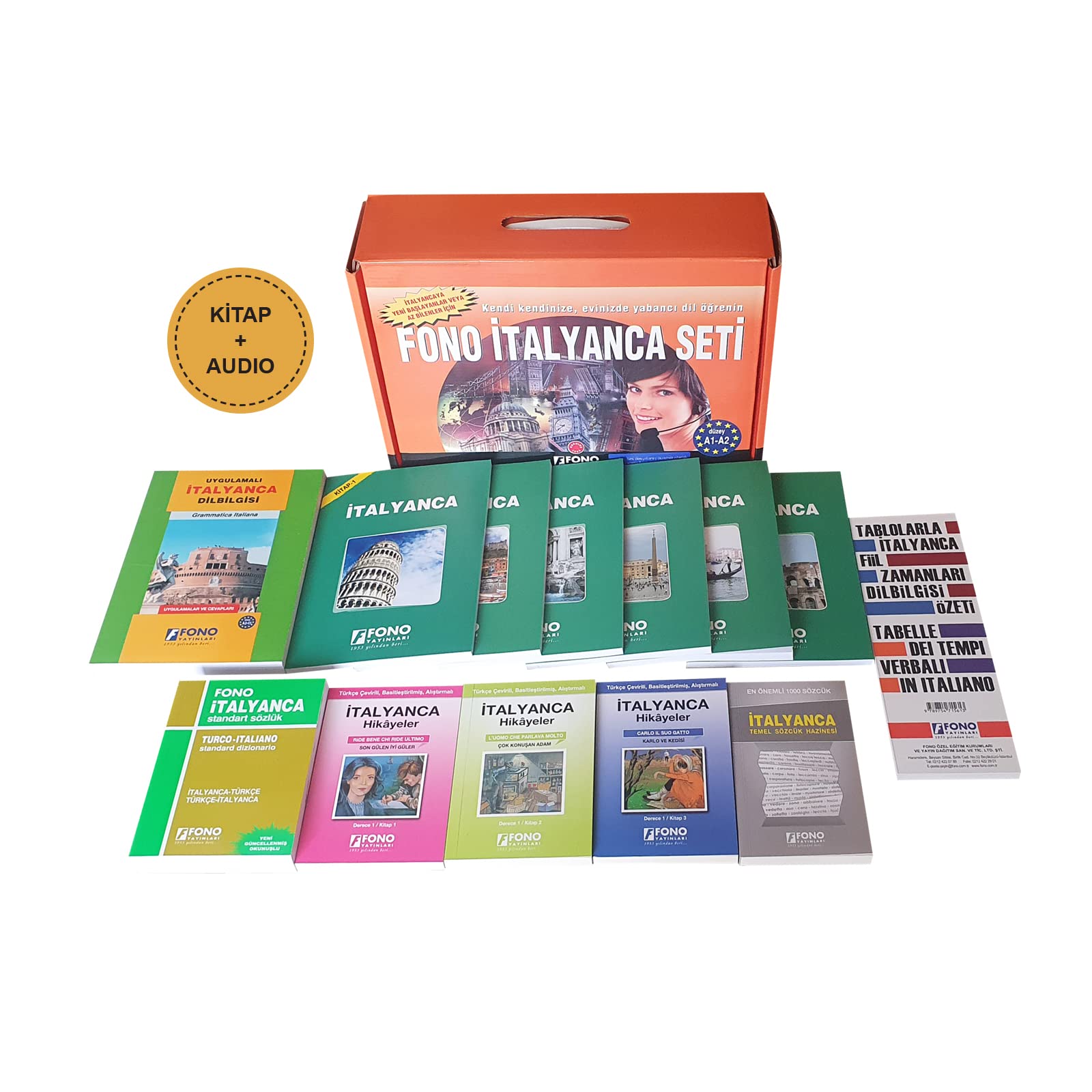 Fono İtalyanca Seti (13 Kitap + 6 Cd) Foreign Languages ​​& Dictionaries