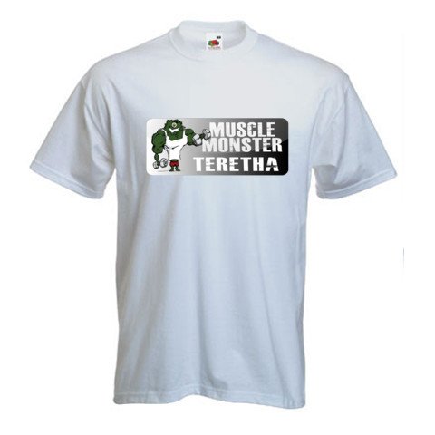 Personalised Printed White unisex T-Shirt - Muscle Monster! Teretha (Size: M) Books