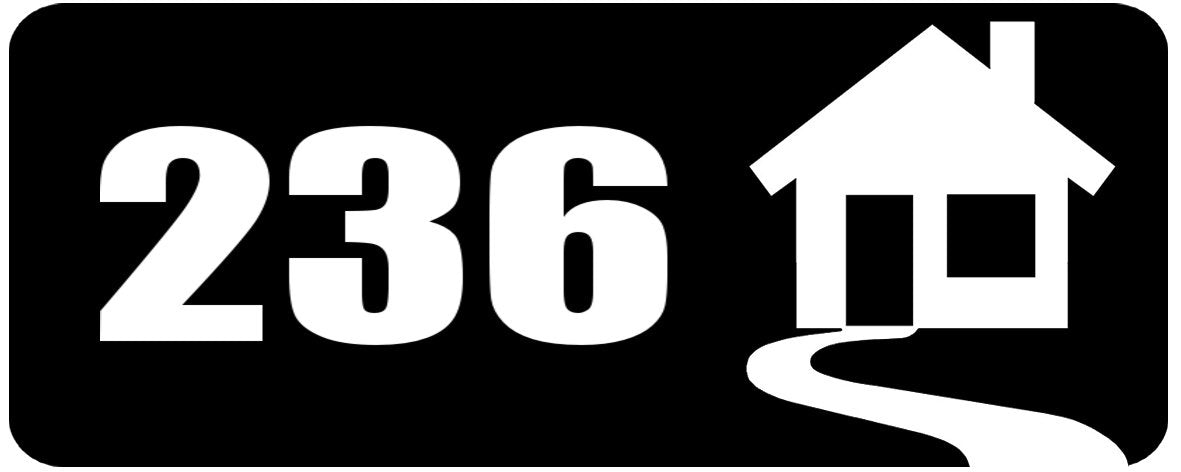 HOUSE NUMBER 236 - Vinyl Sticker/Decal 20x8cm - Front Door Number - Wheelie Bin Number book