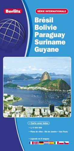 Brésil, Bolivie, Paraguay, Suriname, Guyana, et Guyane française - Carte routière et touristique (échelle : 1/4 000 000) - Plans avec index du centre-ville de Rio de Janeiro et de Sao Paulo. Maps & Plans
