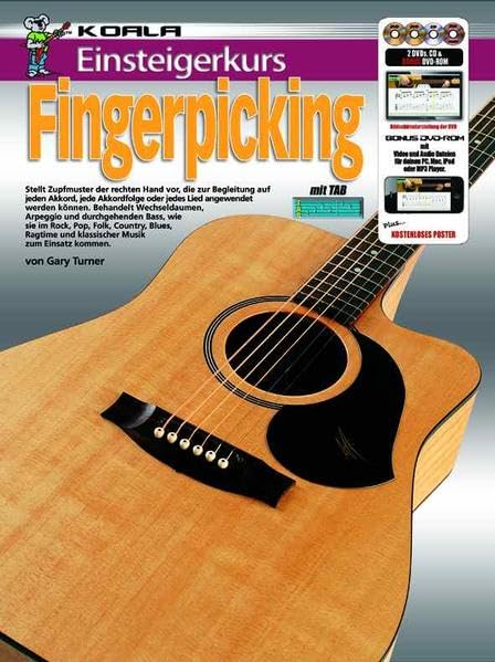 Einsteigerkurs Fingerpicking Gitarre. Enthält Medien Online book