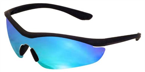 Aristo Lunettes de soleil noires style motard style italien UV400 verres miroir de qualité optique – Couleur arc-en-ciel bleu book
