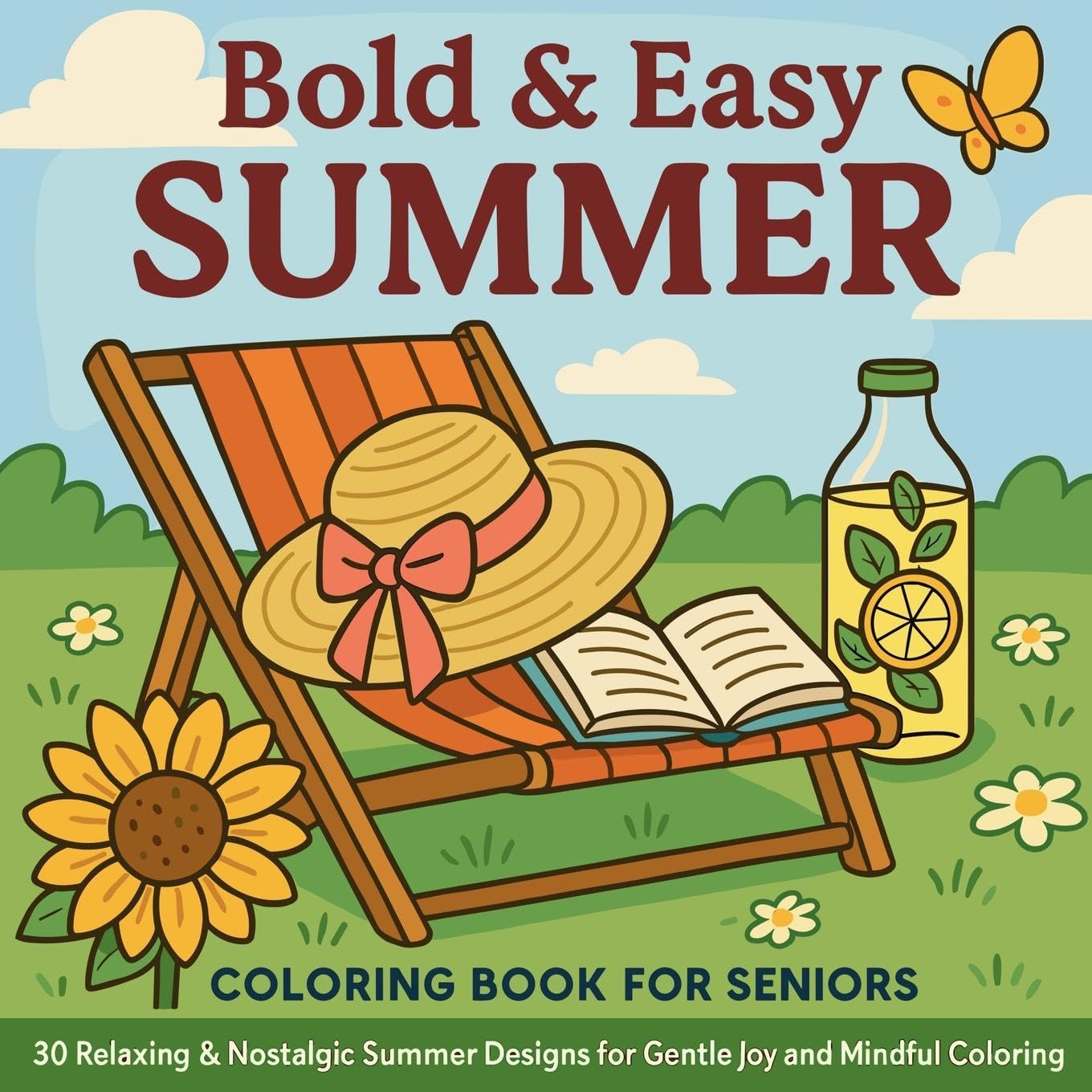 Bold & Easy Summer - Coloring Book for Seniors Hobbies & Crafts