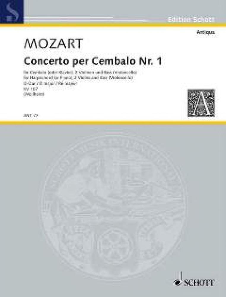 Concerto I D Major: (with 2 Cadenzas). KV 107. harpsichord (piano), 2 violins and bass (cello). Partition et parties. Sheet Music