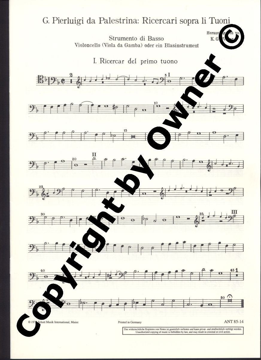Ricercari: sopra li tuoni a quattro. Tasteninstrument oder beliebige Einzelinstrumente. Bass. (Antiqua: Eine Sammlung alter Musik) Sheet Music