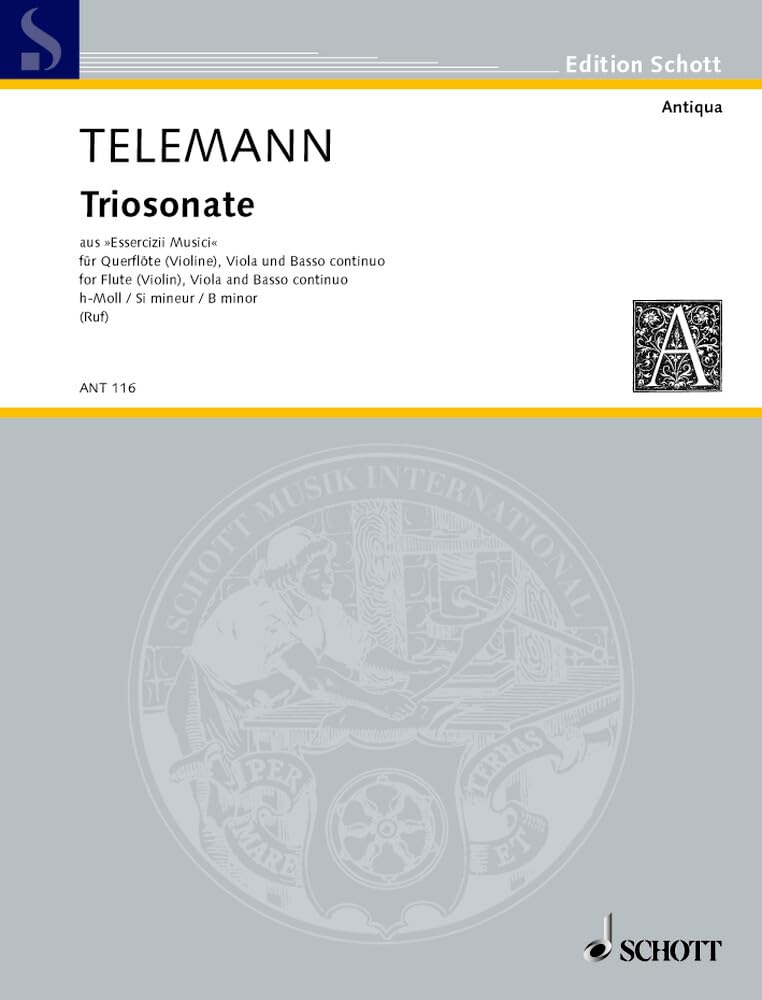 Triosonate h-Moll: aus "Essercizii Musici". Flöte (Violine), Viola da gamba (Viola da braccio) und Basso continuo. (Antiqua: Eine Sammlung alter Musik) Sheet Music
