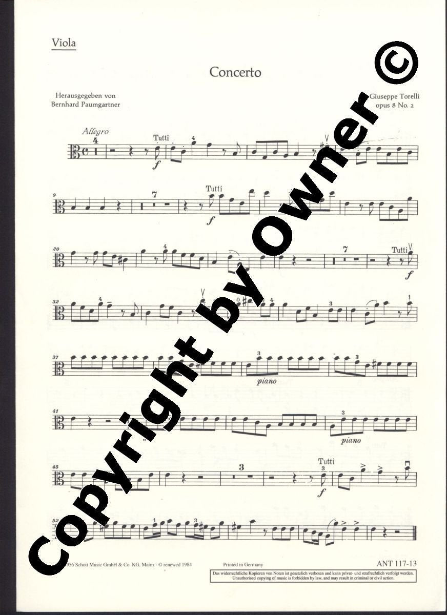 Concerto: op. 8/2. 2 Violinen, Streicher und Cembalo (Klavier). Viola. (Antiqua: Eine Sammlung alter Musik) Sheet Music