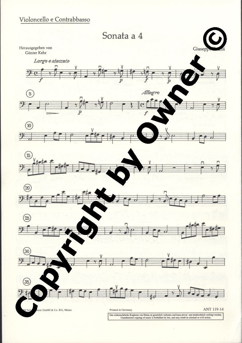 Sonata a 4: op. 8/2. 2 Violinen, Viola, Bassi und Cembalo. Violoncello/Kontrabass. (Antiqua: Eine Sammlung alter Musik) Sheet Music