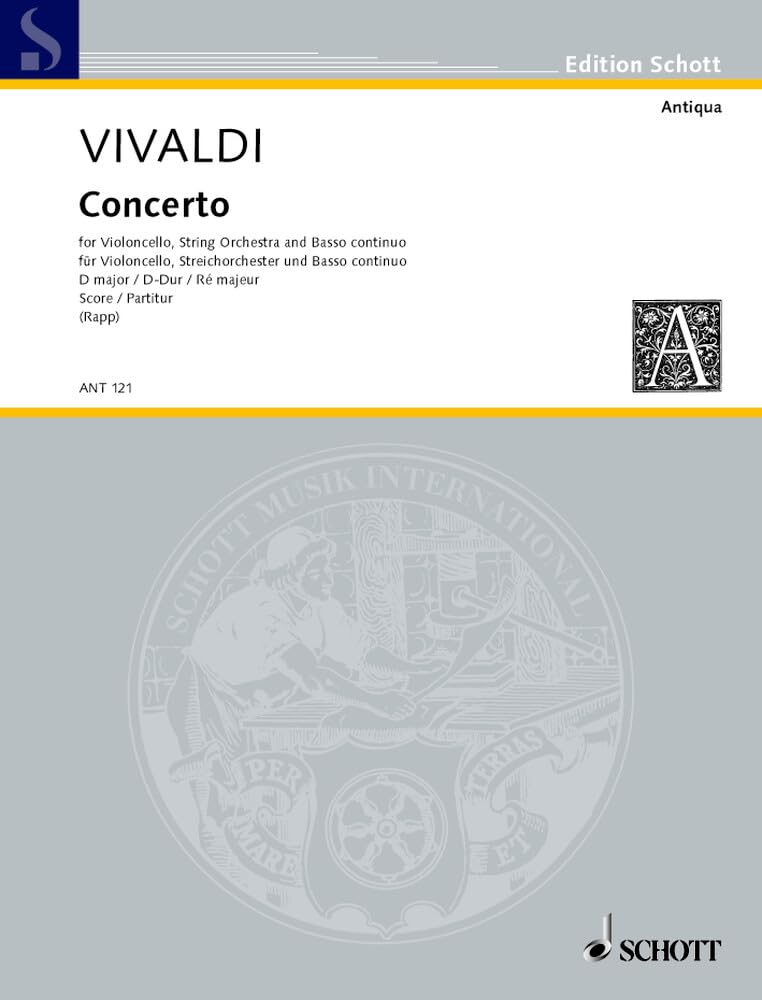 Concerto D-Dur: RV 404. Violoncello, Streichorchester und Cembalo. Partitur. (Antiqua: Eine Sammlung alter Musik) Sheet Music