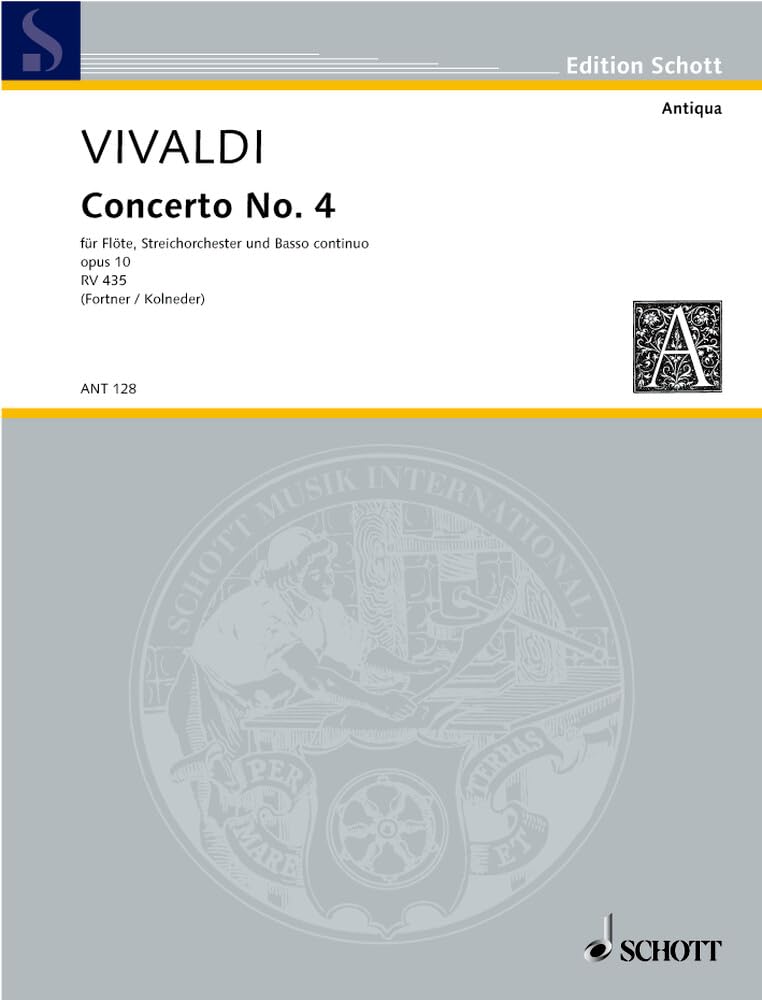 Concerto Nr. 4 G-Dur: op. 10/4. RV 435/PV 104. Flöte (Alt-Blockflöte), Streichorchester und Basso continuo. Partitur. (Antiqua: Eine Sammlung alter Musik) Sheet Music