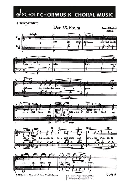 Der 23. Psalm: "Gott ist mein Hirt". op. 132. men's choir (TTBB) and piano. Partition de chœur. Sheet Music