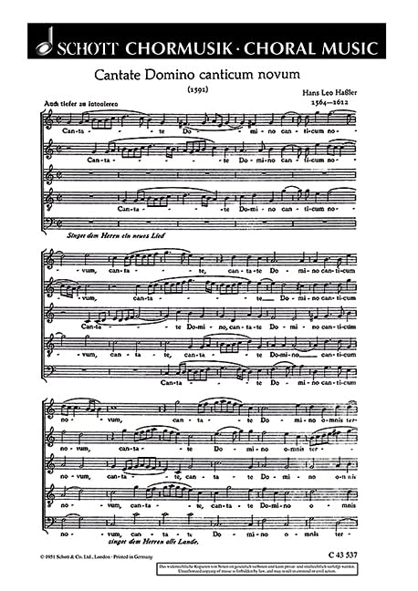 Cantate Domino canticum novum: Motette. gemischter Chor (SSATB). Chorpartitur. (Schott Chormusik) Arts & Music