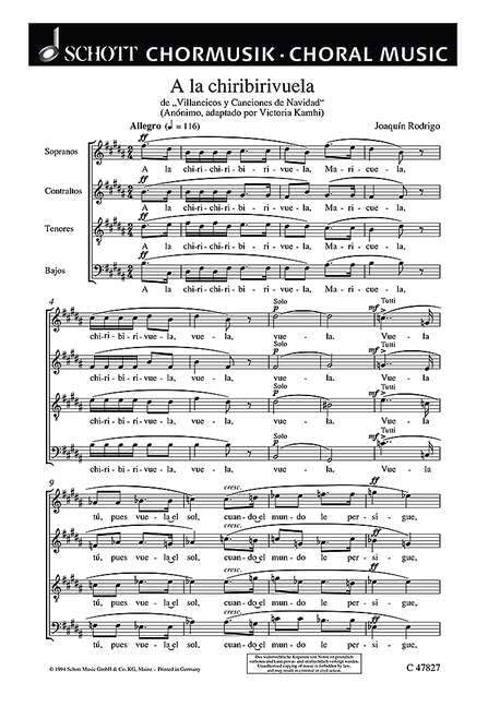 A la chiribirivuela: aus "Villancicos y Canciones de Navidad". mixed choir (SATB) with soloists (SATB). Partition de chœur. Books