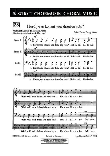Horch, was kommt von draußen rein?: (Bad. Pfalz). men's choir (TTBB). Partition de chœur. Books