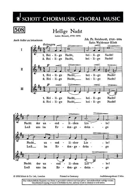 Heilige Nacht: "Heilige Nacht der unendlichen Liebe". Women's Choir or Children's Choir (SMezA). Partition de chœur. Books