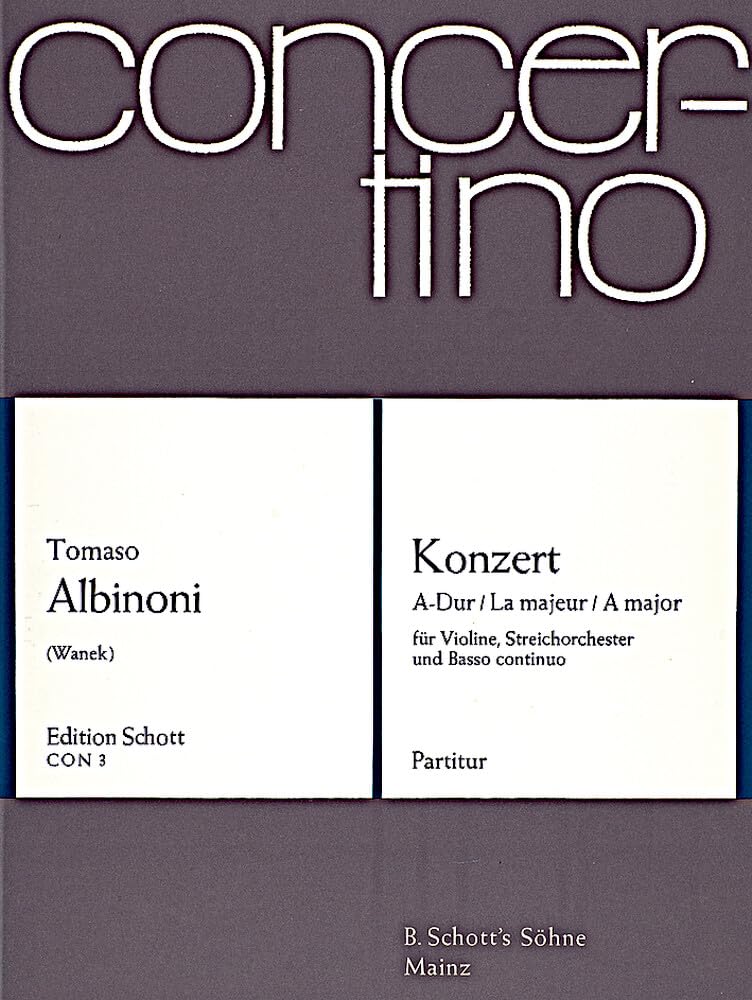 Konzert A-Dur: Violine, Streichorchester und Basso continuo. Partitur. (Concertino) Sheet Music